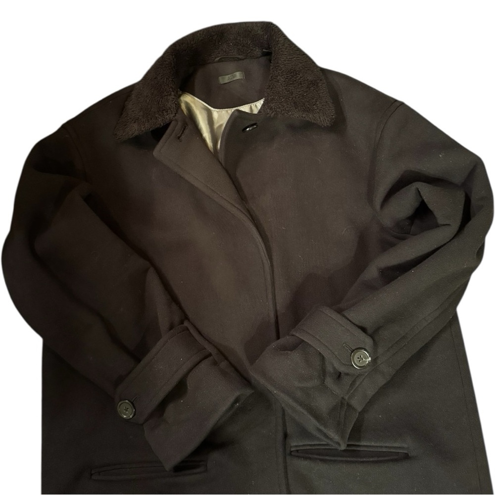 ATM Anthony Thomas Melillo black Coat with Fur Collar